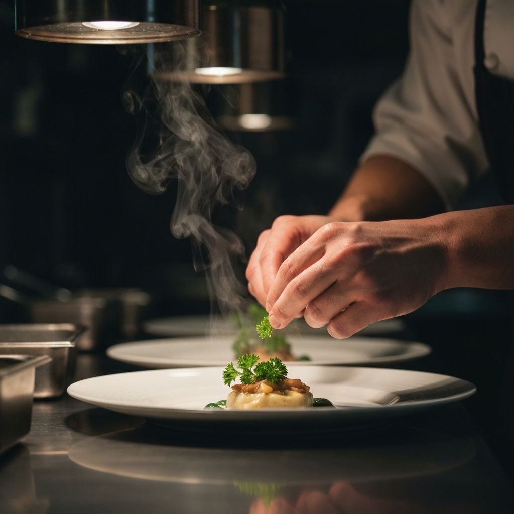 主廚精心擺盤的過程